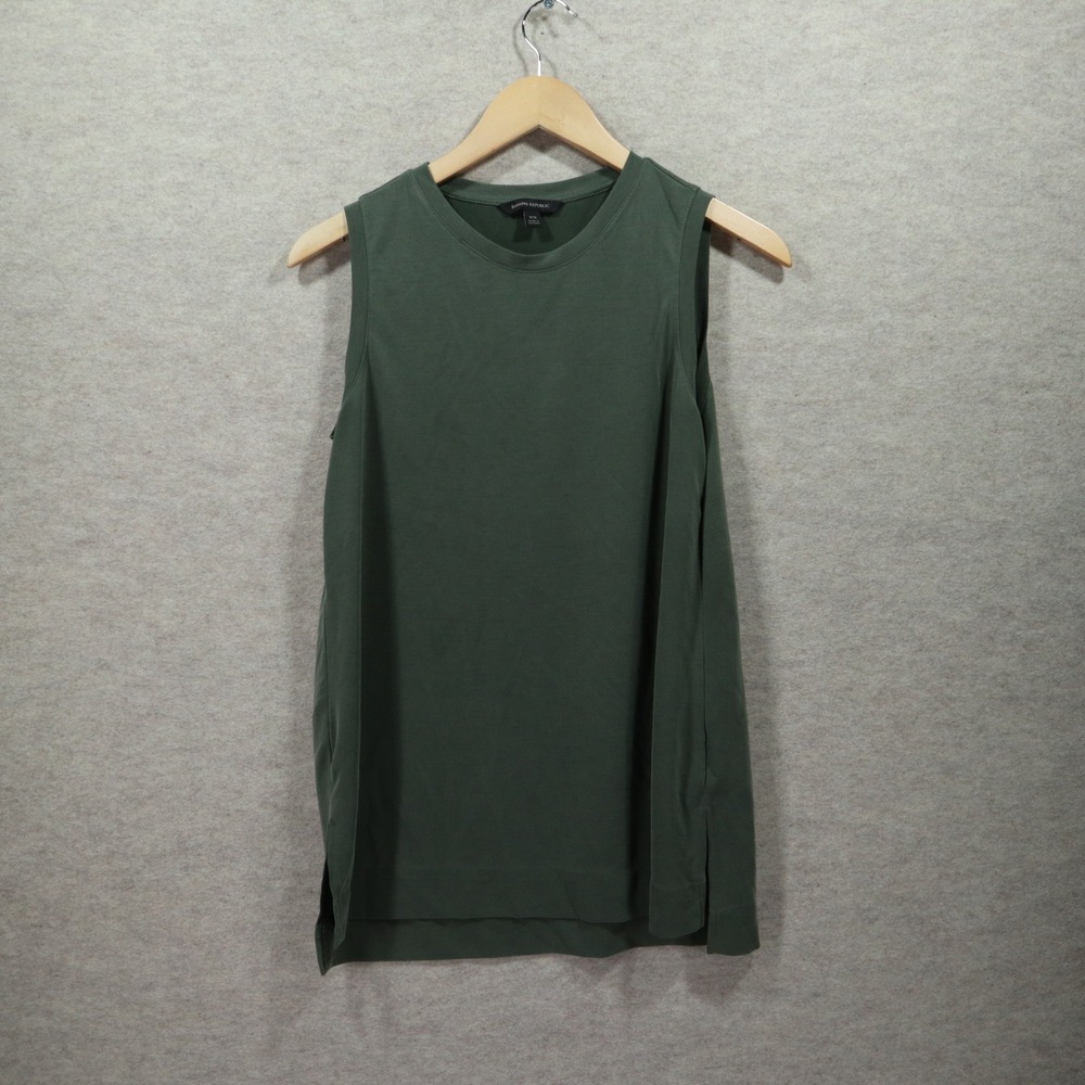 Banana Republic Tank Top XS Olive Green Modern Soft Modal Blend Side Slits